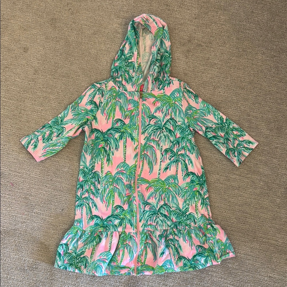 Lilly Pulitzer Kids Swim Coverup - Pink and Green Palm Print